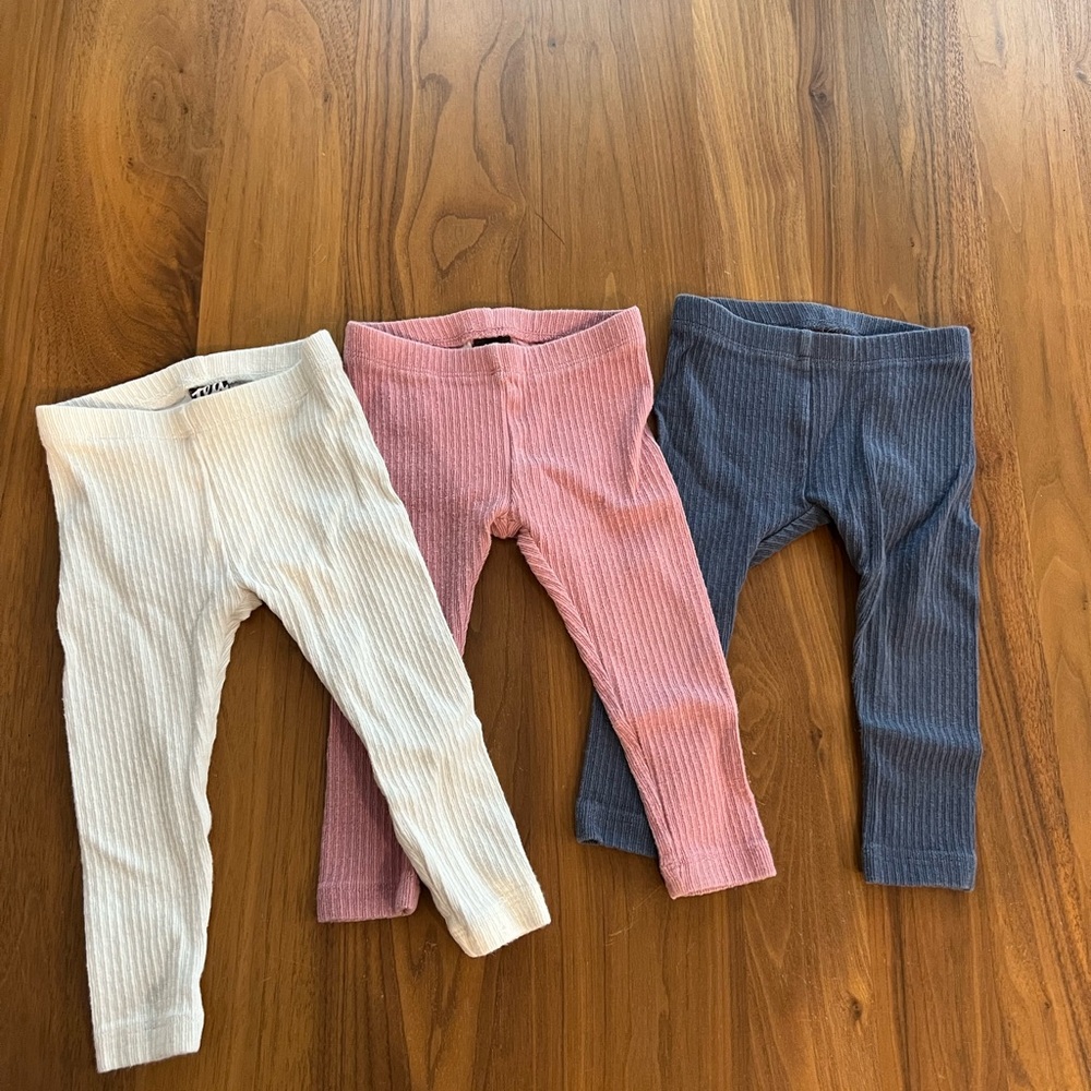Tea Collection Ribbed Leggings - Cream, Pink, and Blue